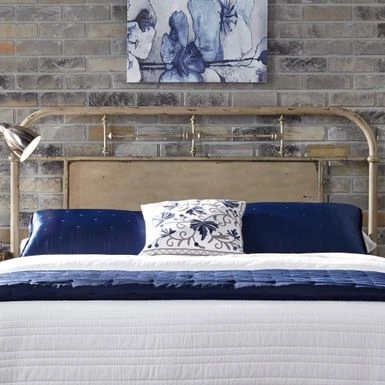 Liberty Vintage Series Red Metal Distressed King Metal Headboard - Cream 1 Liberty Vintage Series Red Metal Distressed King Metal Headboard - Cream