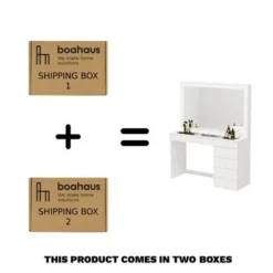 Boahaus Jane Dressing Table, Glass Top, 07 Drawers, Black - N/A - White - Crystal Ball Knobs -Bed Frame Shop e4da7fed 98cc 42f8 84c9 c30719dd1559