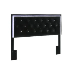 Best Quality Furniture Faux Leather Headboard With LED Lights - Black