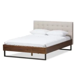 Industrial Bed By Baxton Studio - Queen Size-Grey Fabric -Bed Frame Shop e5f2df1f 3723 4a13 aa6a eab7f6d63313