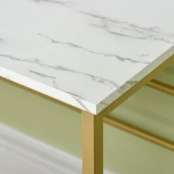 HOMCOM Modern Vanity Makeup Desk With Mirror, Dressing Table, White & Gold - White -Bed Frame Shop e6076cd5 2666 48b3 8273 cfc96810e5b0