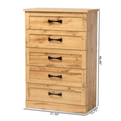 Baxton Studio Colburn Modern Oak Brown Finished Wood 5-Drawer Tallboy Storage Chest - Oak -Bed Frame Shop e63d537b 1037 496c bace 8e215ee54fed