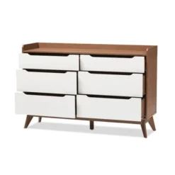 Carson Carrington Borlange 6-drawer Mid-century White/Walnut Chest - White/Walnut - 6-drawer -Bed Frame Shop e6536874 4a76 409e 94ca 6fa605fea6f3