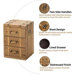 COZAYH Vintage Mid Century Nightstand, Distressed Solid Wood End Table For Living Room, Fully Assembled - 4-drawer -Bed Frame Shop e6e2092f 7b9e 480c 9ffb 5a2830035133