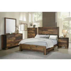 Sidney Eastern King Panel Bed Rustic Pine