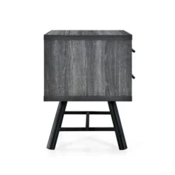 Burgoyne Mid-Century Modern Nightstand By Christopher Knight Home - Sonoma Gray Oak + Black -Bed Frame Shop e7451fb9 3e45 4aeb add0 0e579ff698a0