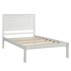Nestfair Wooden Platform Bed With Headboard And Wood Slat Support - White - Twin -Bed Frame Shop e754a1fb b27f 4643 a802 bf5a22d364d3
