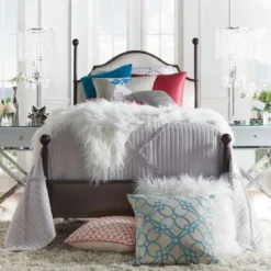 Andover Cream Curved Top Cherry Brown Metal Poster Bed By INSPIRE Q Classic - Queen -Bed Frame Shop e763f303 5a69 4f7f 8923 0a4b06013480