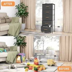 VredHom 5 Drawers Vertical Dresser Storage Tower - Black - 5-drawer -Bed Frame Shop e77eadd3 a8bb 407f 984c 4bc00cc9dc95