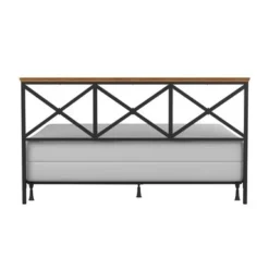 Hillsdale Furniture Ashford Triple X Design Metal Headboard With Frame, Black With Oak Finished Wood - Black W/ Brown Trim - Queen -Bed Frame Shop e7dfdd70 b718 46d1 a17f e343df3e6c1a