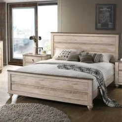 Roundhill Furniture Imerland Contemporary White Wash Finish 4-Piece Bedroom Set, Queen - White-Wash - Queen - 4 Piece -Bed Frame Shop e7e86eff 380c 47cd a47e 4d0fe7805ee4