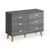 DH BASIC Mid-Century Modern Distressed Grey 47-inch Wide 6-Drawer Dresser With Bar Pulls By Denhour - Grey - 6-drawer