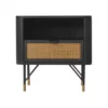 Saratoga Nightstand In Black Acacia With Rattan