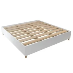 Mid-century Platform Bed With Headboard - White - King -Bed Frame Shop e9111b8a bc3d 4f24 84c7 b48af39a7293