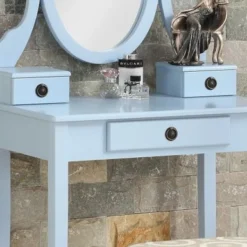 Roundhill Furniture Moniys Wood Moniya Makeup Vanity Table And Stool Set - Gold -Bed Frame Shop e95ca597 dbfc 4125 82aa f3092a6b8b87