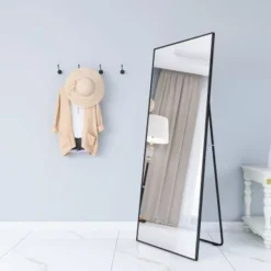 65" X 24" Alloy Frame Full Length Mirror Hanging Standing Or Leaning - 65"H X 24"W - Black -Bed Frame Shop ea55a9d8 de71 4886 8436 eacc1c742144