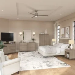 Somerset 6 Piece Full/Queen Size Bedroom Set By Bush Furniture - Ash Gray