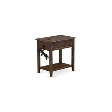 2-Piece Furniture Set With Frame - Distresses Jacobean Night Stand - Brown Faux Leather And Black Legs(Bed Size Options) - GB28F-1DE07 11 2-Piece Furniture Set With Frame - Distresses Jacobean Night Stand - Brown Faux Leather And Black Legs(Bed Size Options) - GB28F-1DE07 - Image 11