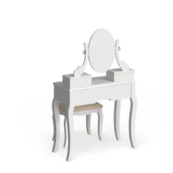 Roundhill Furniture Copper Grove Watt Wood Makeup Vanity Table And Stool Set - White -Bed Frame Shop eafeef52 d777 4ebc 8689 924282c3e88a