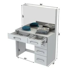 Boahaus Gaia Lighted Vanity With LED Light Strip - White -Bed Frame Shop eb1073a5 12ba 4370 b1a6 02d1b3b3cfa2