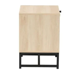 Baxton Studio Caterina Mid-Century Modern Natural Brown Finished Wood And Natural Rattan End Table With Pull-Out Shelf - Natural Brown, Black -Bed Frame Shop eb107b23 16d9 4ce3 b877 fe26c112ebc0