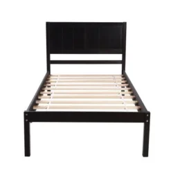 Wood Platform Bed Twin Size Platform Bed With Headboard - White -Bed Frame Shop eb5ec816 2617 4b52 9245 cc921078ec69