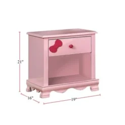 Wooden Nightstand With Bottom Shelf - Pink -Bed Frame Shop eb74a63a d90c 4f07 87e9 de39c62250ab