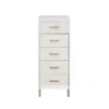 5 Drawers Jewelry Armoire With Mirror - White, Champagne And Gold