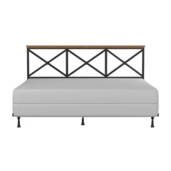 Hillsdale Furniture Ashford Triple X Design Metal Headboard With Frame, Black With Oak Finished Wood - Black W/ Brown Trim - Queen -Bed Frame Shop eb9dea61 2d4d 4943 a686 effc8957c27e