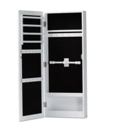 Baxton Studio Pontus Modern Wall-Mountable Wood Jewelry Armoire With Mirror - Black -Bed Frame Shop ec37d804 df3a 4d19 9c52 a961b278d501