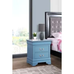 Louis Phillipe 2-drawer Wooden Nightstand - Grey -Bed Frame Shop ec4126ed 7a77 4c5c b75d abb117e40b14