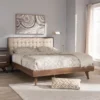 Mid-Century Beige Fabric Platform Bed By Baxton Studio - Full
