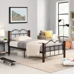 Metal Twin Platform Bed - Grey -Bed Frame Shop ecf96469 aa38 43a1 a5b8 2e79ce39cfbe