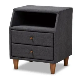 Baxton Studio Contemporary Fabric 2-Drawer Nightstand - Charcoal -Bed Frame Shop edbdd963 90e5 4f78 97b0 b8e15c6cc221