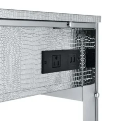 3 Drawers Metal Frame Vanity Desk With Mirror - Antique White/Champagne -Bed Frame Shop ee1365aa 98b8 40fa 9397 57064660abfb