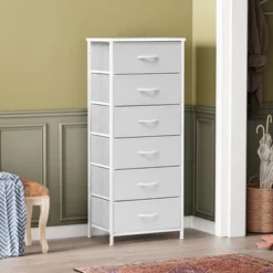 VredHom 6 Drawers Vertical Dresser Storage Tower - White - 6-drawer