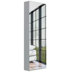 Leto Wall Mounted Shoe Rack With Mirror - N/A - White -Bed Frame Shop eec12a26 d37c 484c 8864 952d763e6806