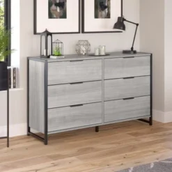 Atria 6 Drawer Dresser By Bush Furniture - Platinum Gray