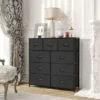 Pellebant Fabric Wide Dresser Storage Tower With 9 Drawers - Black - 9-drawer