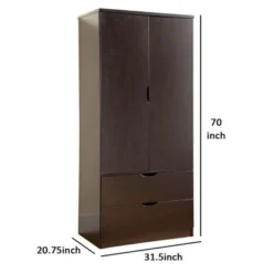 Porch & Den Gramercy Spacious Brown Two Door Wardrobe W/ Hanging Clothing Storage - Brown -Bed Frame Shop f0f10d7d 5ef8 423d a0ab 469231093c1a