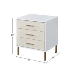 3 Drawers Nightstand With Metal Legs - White And Champagne -Bed Frame Shop f192ad1e 90c1 41fa 82d2 6c3113d13178
