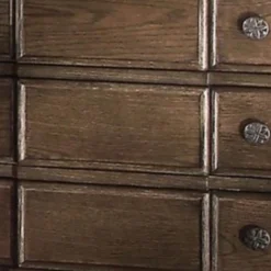 Three Drawer Nightstand With Round Knobs Side Metal Glide In Weathered Oak Finish - 3-drawer -Bed Frame Shop f1af3450 3ca5 45e1 b287 16f15985d41d