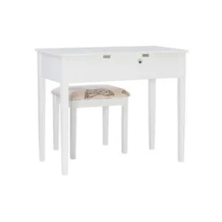 Copper Grove Alcea White Vanity Table With Mirror & Stool - White -Bed Frame Shop f21fd264 10cd 4ce4 a179 3e24c03ff379