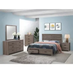 Wooden Queen Storage Bedroom Set In Barrel Oak - 5 Piece -Bed Frame Shop f27a42ac bef4 42da 8584 9b11dbc2f7dc