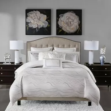 White Hollywood Glam Comforter Set King 2 White Hollywood Glam Comforter Set King - Image 2