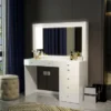 Boahaus Selene Dressing Table With LED Lights (White) - White-Crystal Knobs