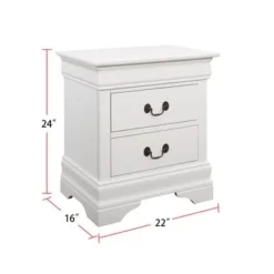 Wood Nightstand With 2 Drawers In White - White -Bed Frame Shop f451e157 dbf3 4e88 8389 74014588de18