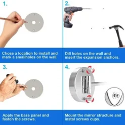 8 Inch LED Wall Mount Two-Sided Magnifying Makeup Vanity Mirror - Gold - 13.5*9*8 - Gold -Bed Frame Shop f472450c 2011 4b15 ad4f f87efbf72603