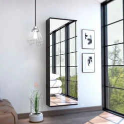 Leto Wall Mounted Shoe Rack With Mirror - N/A - Espresso -Bed Frame Shop f4932cab e9fa 401f a7b4 ef972c60a66c