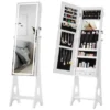 Jewelry Storage Mirror Cabinet With LED Lights - White